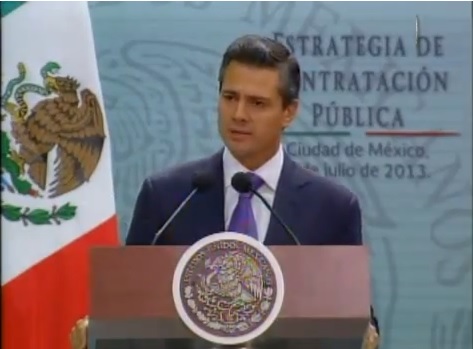 El presidente Enrique Peña Nieto, durante el evento de presentación de la Estrategia de Contratación Pública